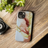 Copy of Copy of Abstract Ink Marble Tough Phone Case — Blue, Gray & Gold Protective Cover