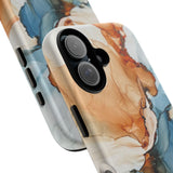 Copy of Abstract Ink Marble Tough Phone Case — Blue, Gray & Gold Protective Cover