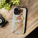 Copy of Copy of Abstract Ink Marble Tough Phone Case — Blue, Gray & Gold Protective Cover