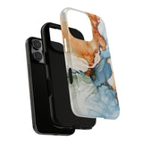 Copy of Abstract Ink Marble Tough Phone Case — Blue, Gray & Gold Protective Cover