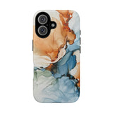 Copy of Abstract Ink Marble Tough Phone Case — Blue, Gray & Gold Protective Cover