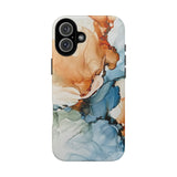 Copy of Abstract Ink Marble Tough Phone Case — Blue, Gray & Gold Protective Cover
