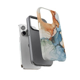 Copy of Abstract Ink Marble Tough Phone Case — Blue, Gray & Gold Protective Cover
