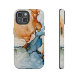 Copy of Abstract Ink Marble Tough Phone Case — Blue, Gray & Gold Protective Cover
