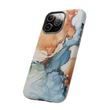 Copy of Abstract Ink Marble Tough Phone Case — Blue, Gray & Gold Protective Cover