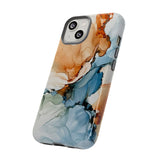 Copy of Abstract Ink Marble Tough Phone Case — Blue, Gray & Gold Protective Cover