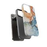 Copy of Abstract Ink Marble Tough Phone Case — Blue, Gray & Gold Protective Cover