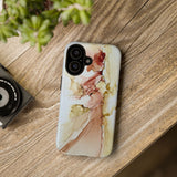 Copy of Copy of Abstract Ink Marble Tough Phone Case — Blue, Gray & Gold Protective Cover