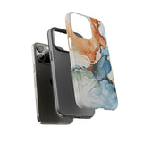 Copy of Abstract Ink Marble Tough Phone Case — Blue, Gray & Gold Protective Cover