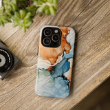Copy of Abstract Ink Marble Tough Phone Case — Blue, Gray & Gold Protective Cover