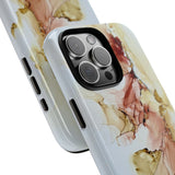 Copy of Copy of Abstract Ink Marble Tough Phone Case — Blue, Gray & Gold Protective Cover