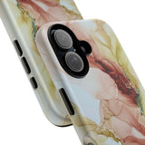 Copy of Copy of Abstract Ink Marble Tough Phone Case — Blue, Gray & Gold Protective Cover