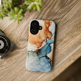 Copy of Abstract Ink Marble Tough Phone Case — Blue, Gray & Gold Protective Cover