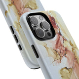 Copy of Copy of Abstract Ink Marble Tough Phone Case — Blue, Gray & Gold Protective Cover