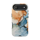 Copy of Abstract Ink Marble Tough Phone Case — Blue, Gray & Gold Protective Cover