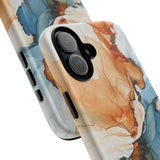 Copy of Abstract Ink Marble Tough Phone Case — Blue, Gray & Gold Protective Cover