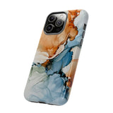 Copy of Abstract Ink Marble Tough Phone Case — Blue, Gray & Gold Protective Cover