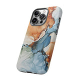 Copy of Abstract Ink Marble Tough Phone Case — Blue, Gray & Gold Protective Cover
