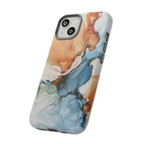 Copy of Abstract Ink Marble Tough Phone Case — Blue, Gray & Gold Protective Cover