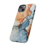 Copy of Abstract Ink Marble Tough Phone Case — Blue, Gray & Gold Protective Cover
