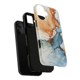 Copy of Abstract Ink Marble Tough Phone Case — Blue, Gray & Gold Protective Cover