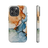 Copy of Abstract Ink Marble Tough Phone Case — Blue, Gray & Gold Protective Cover