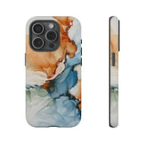 Copy of Abstract Ink Marble Tough Phone Case — Blue, Gray & Gold Protective Cover
