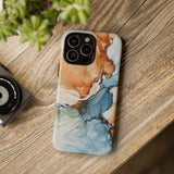Copy of Abstract Ink Marble Tough Phone Case — Blue, Gray & Gold Protective Cover