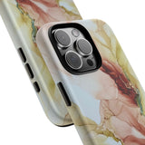 Copy of Copy of Abstract Ink Marble Tough Phone Case — Blue, Gray & Gold Protective Cover