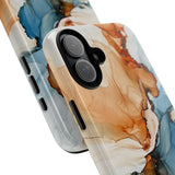 Copy of Abstract Ink Marble Tough Phone Case — Blue, Gray & Gold Protective Cover