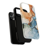 Copy of Abstract Ink Marble Tough Phone Case — Blue, Gray & Gold Protective Cover