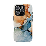 Copy of Abstract Ink Marble Tough Phone Case — Blue, Gray & Gold Protective Cover
