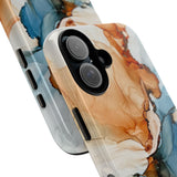 Copy of Abstract Ink Marble Tough Phone Case — Blue, Gray & Gold Protective Cover