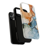 Copy of Abstract Ink Marble Tough Phone Case — Blue, Gray & Gold Protective Cover