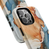 Copy of Abstract Ink Marble Tough Phone Case — Blue, Gray & Gold Protective Cover