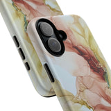 Copy of Copy of Abstract Ink Marble Tough Phone Case — Blue, Gray & Gold Protective Cover