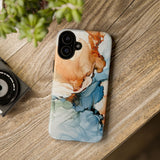 Copy of Abstract Ink Marble Tough Phone Case — Blue, Gray & Gold Protective Cover