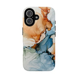 Copy of Abstract Ink Marble Tough Phone Case — Blue, Gray & Gold Protective Cover