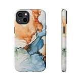 Copy of Abstract Ink Marble Tough Phone Case — Blue, Gray & Gold Protective Cover