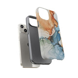 Copy of Abstract Ink Marble Tough Phone Case — Blue, Gray & Gold Protective Cover
