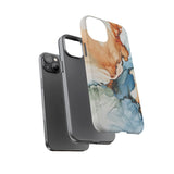 Copy of Abstract Ink Marble Tough Phone Case — Blue, Gray & Gold Protective Cover