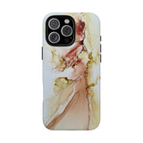 Copy of Copy of Abstract Ink Marble Tough Phone Case — Blue, Gray & Gold Protective Cover