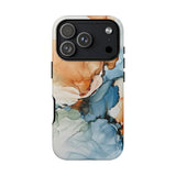 Copy of Abstract Ink Marble Tough Phone Case — Blue, Gray & Gold Protective Cover