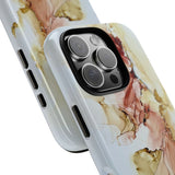 Copy of Copy of Abstract Ink Marble Tough Phone Case — Blue, Gray & Gold Protective Cover