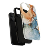 Copy of Abstract Ink Marble Tough Phone Case — Blue, Gray & Gold Protective Cover