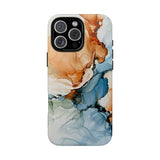 Copy of Abstract Ink Marble Tough Phone Case — Blue, Gray & Gold Protective Cover