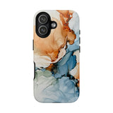 Copy of Abstract Ink Marble Tough Phone Case — Blue, Gray & Gold Protective Cover