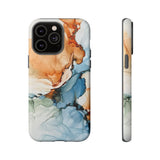 Copy of Abstract Ink Marble Tough Phone Case — Blue, Gray & Gold Protective Cover