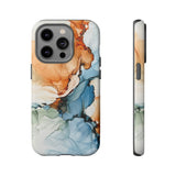 Copy of Abstract Ink Marble Tough Phone Case — Blue, Gray & Gold Protective Cover